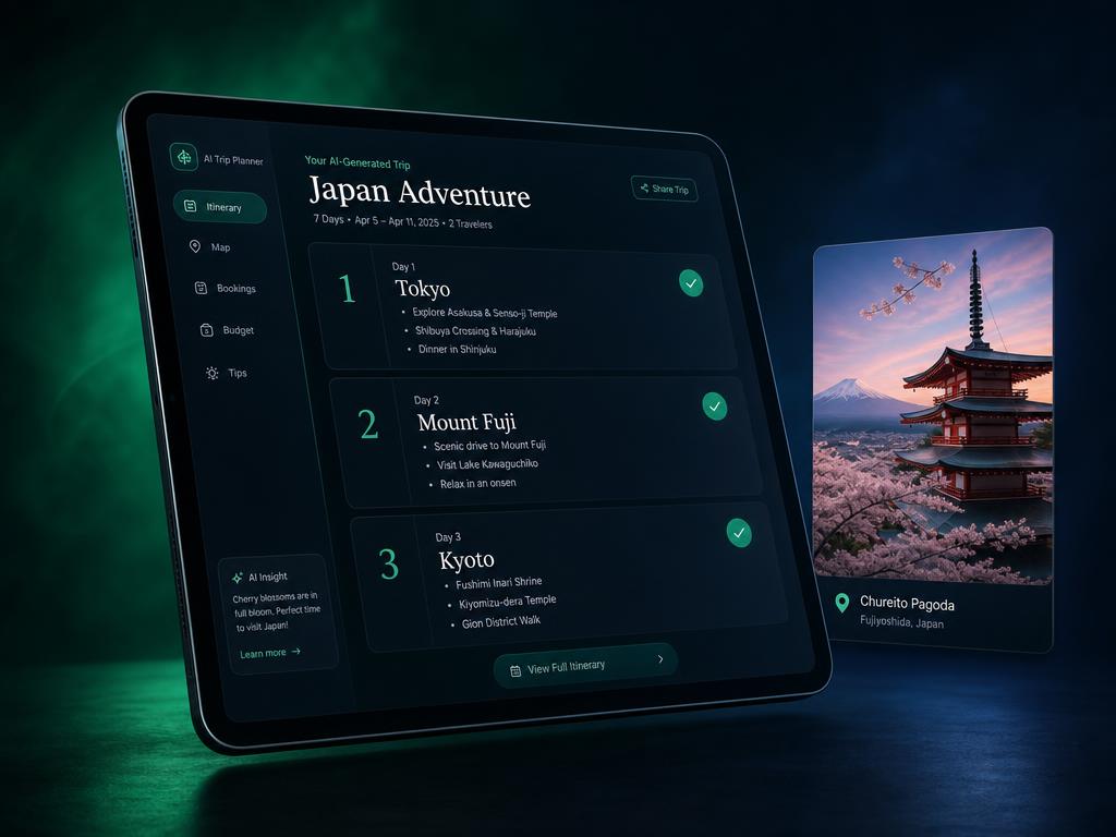 AI generated Japan itinerary in the trip planner